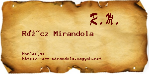 Rácz Mirandola névjegykártya